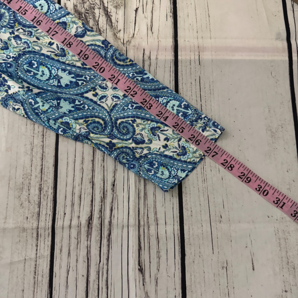 Lands End Womens 1X Blue Paisley Long Sleeve Crew Neck Stretch Top 16W-18W - Picture 8 of 8
